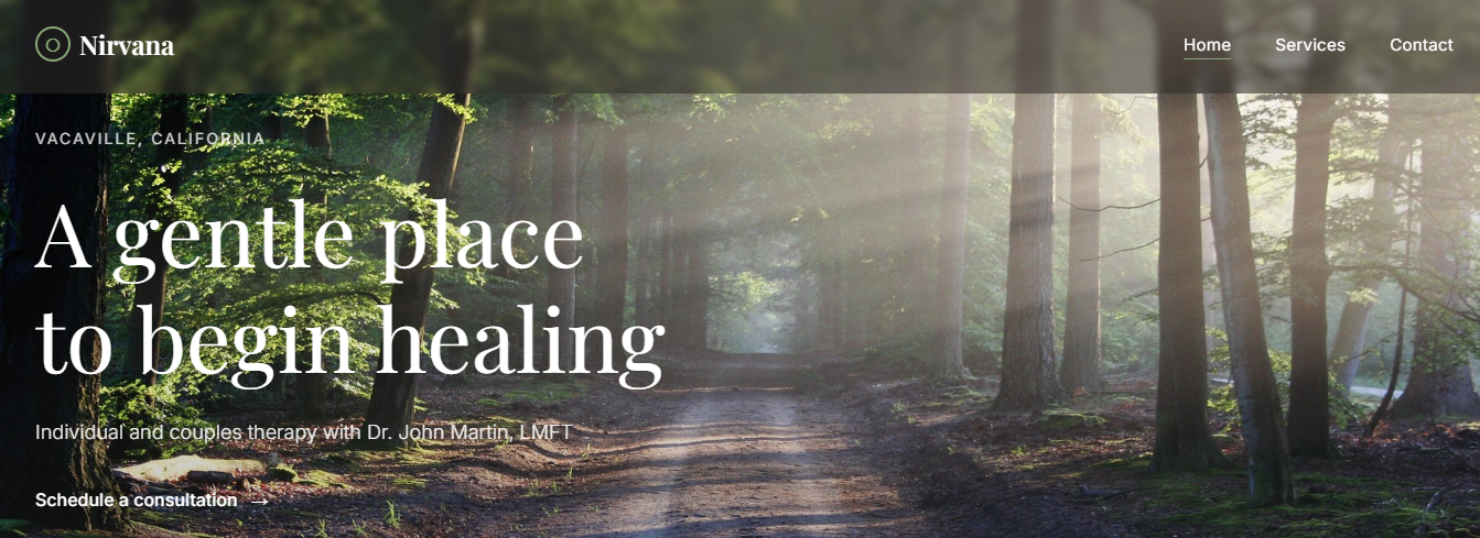 Nirvana Wellness Therapy website preview